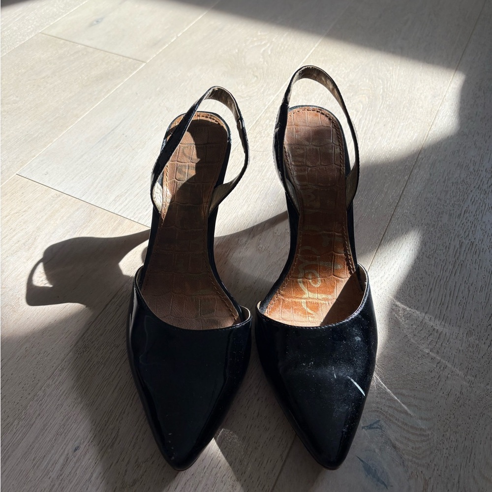 Sam Edelman Elegant Black Women's Slingback Heels with Patent Leather